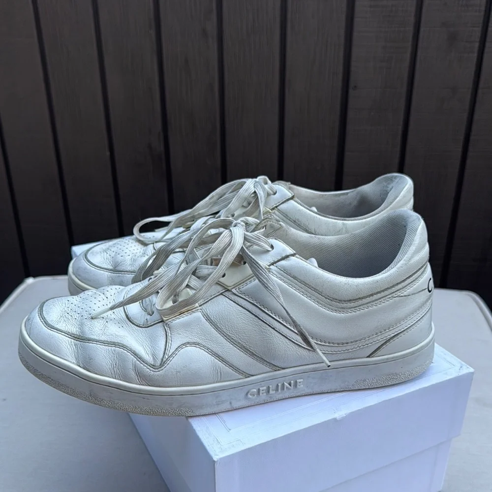 Celine Off-White Leather Low-Top Sneakers - Picture 4 of 9